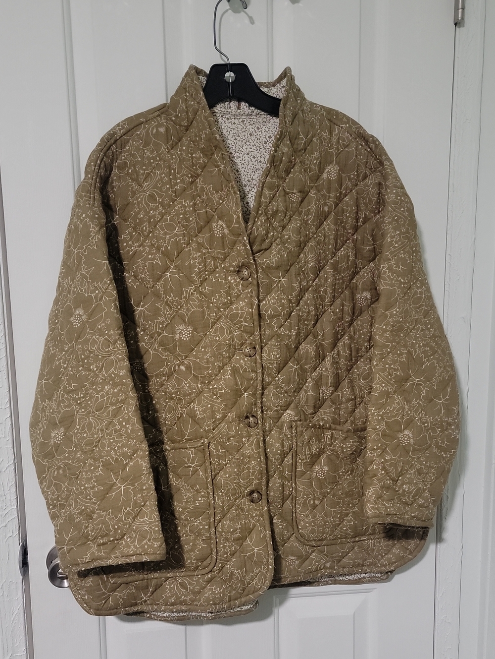 Marine Layer Arlo Quilted Jacket in the Olive Green Vintage Floral Women's XL